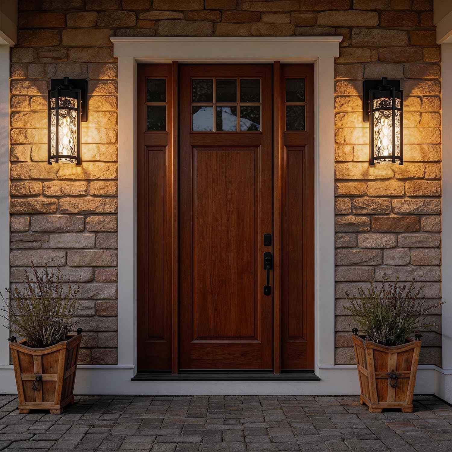 Outdoor Wall Light Fixtures, Waterproof Front Porch Light, Modern Exterior Lighting with E26 Socket, Wall Sconce Lantern Lamp, Black Outside Light for Front Door, House, Garage, Patio (1 Pack)