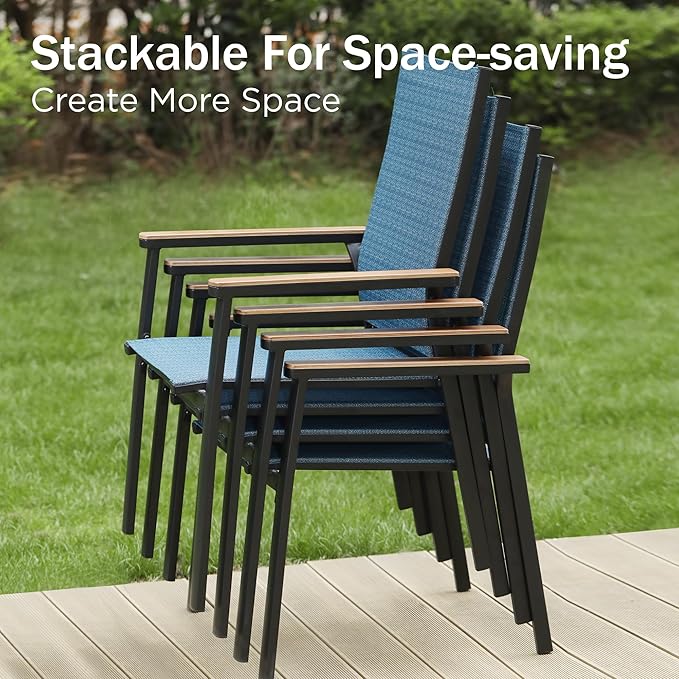 PHI VILLA 7 PCS Patio Dining Set, Aluminum Outdoor Furniture, Patio Table and - Image 2