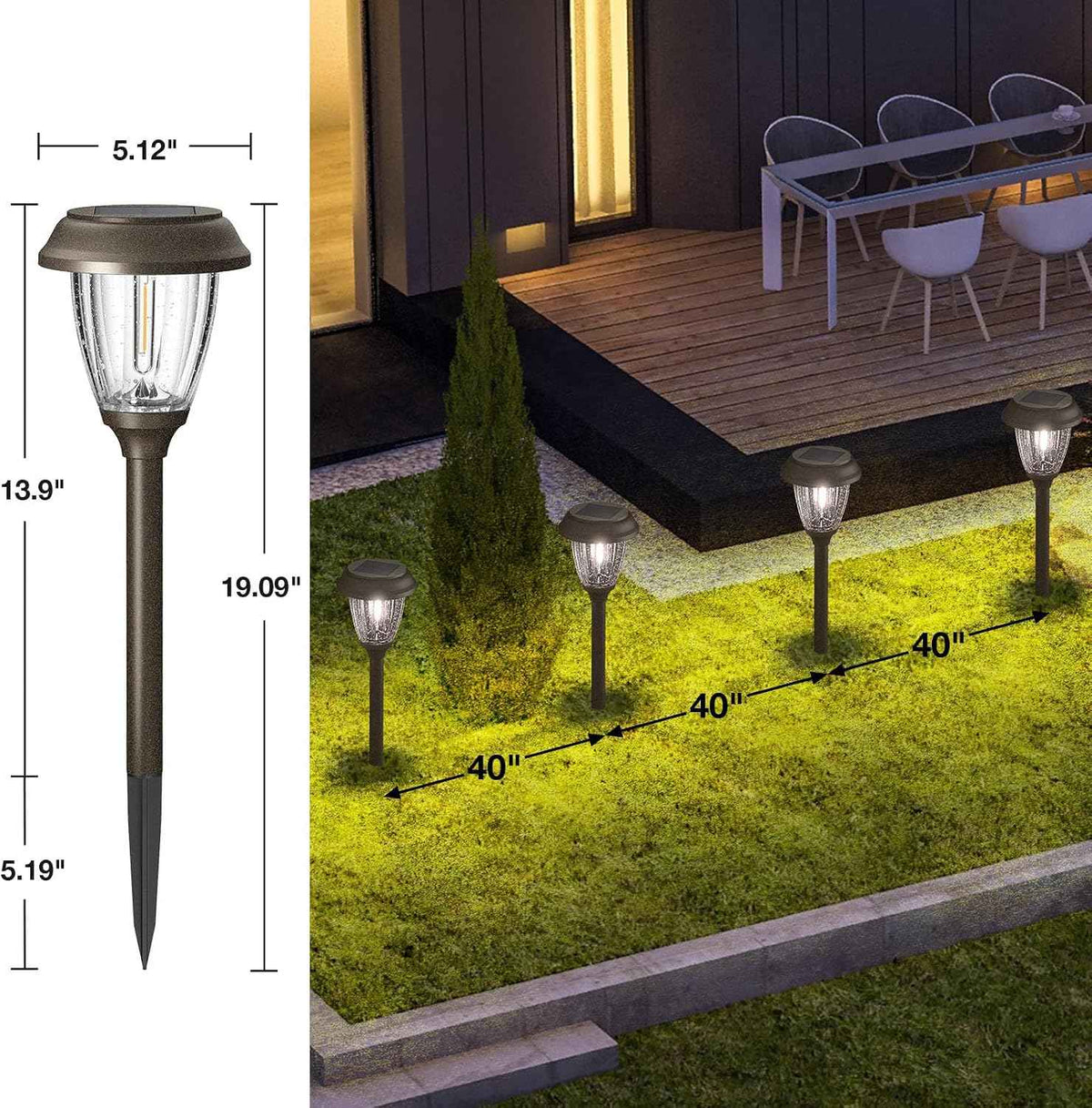 XMCOSY+ Solar Pathway Lights Outdoor, 6 Pack 2-Mode Solar Garden Lights | IP65 Waterproof Glass & Stainless Steel, 2 Lighting Modes (10/25 LM) Warm White for Yard, Walkway, Driveway, Patio & Path