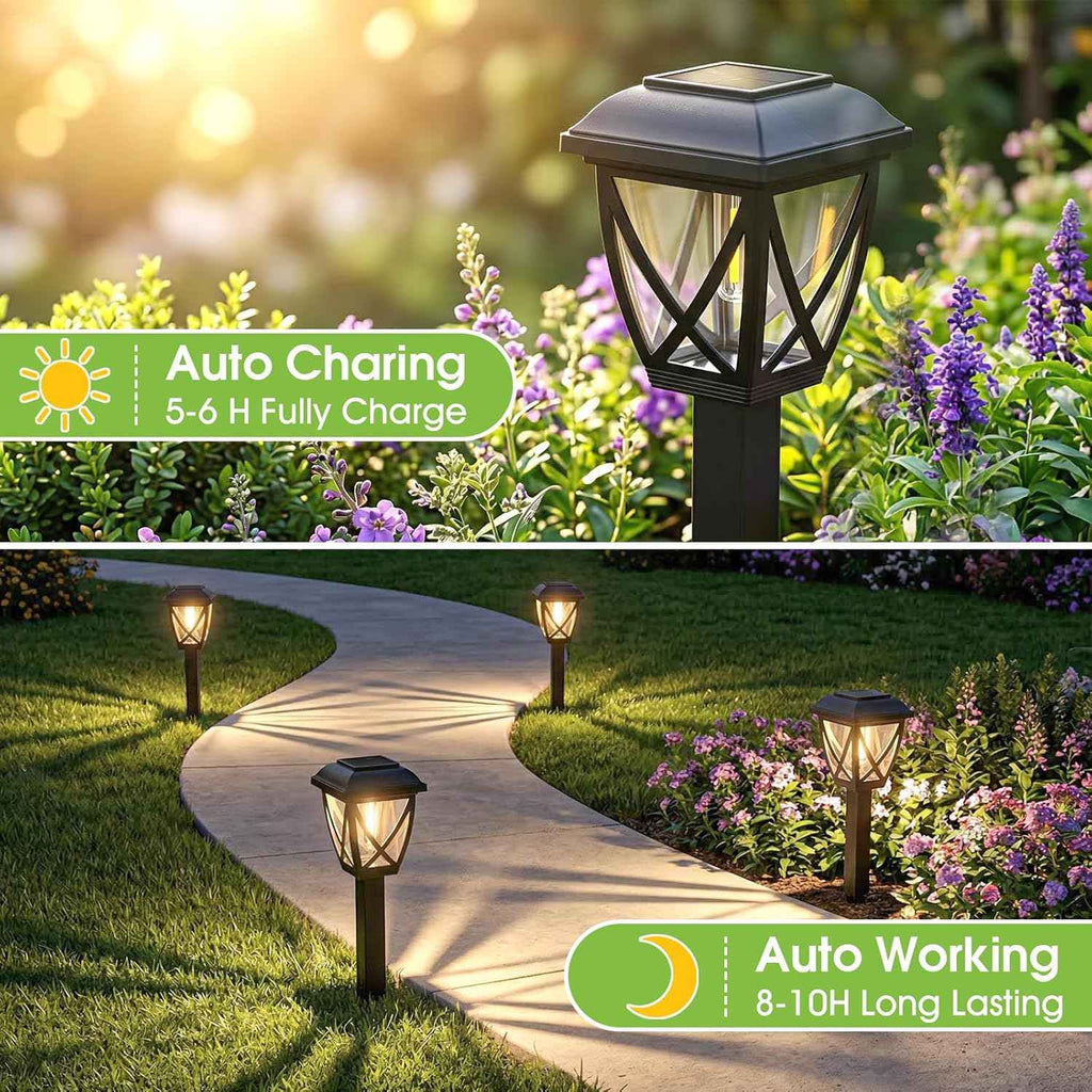 Greluna Solar Pathway Lights Outdoor 10 Pack, Warm White 3000K Solar Lights | Auto On/Off Waterproof Energy Saving LED Landscape Lights for Garden Yard, Walkway, Driveway Decor