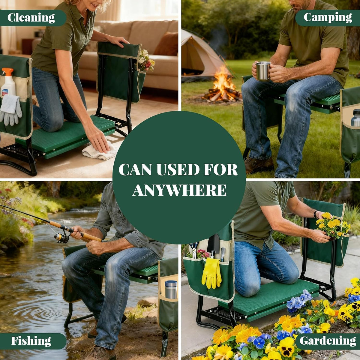 RAIN SPIRIT Garden Kneeler and Seat Gifts Foldable Gardening Stool | with Thicken & Widen Soft Kneeling Pad,Garden Kneeler and Seat, Gardening Gifts for Women Mom Men Seniors