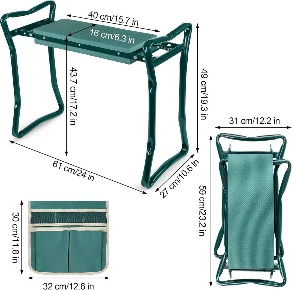 Garden Kneeler and Seat, Garden Bench for Kneeling and Sitting, Garden Stool and Kneeler with A Tool Pocket, Eva Soft Foam Pad for Kneeling and Seating, Gardening Gifts for Women Men Seniors Gardener