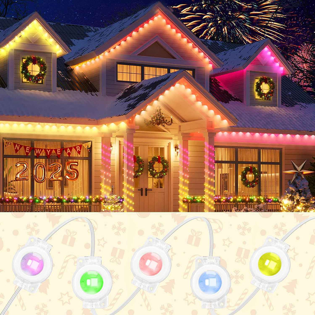 Permanent Outdoor Lights, 111ft with Smart 72 LED Light with App Control, DIY Scene Modes IP65 Waterproof Christmas Outdoor Lights Outside Roofline Decor, Garden Decor, Party, Holiday Xmas