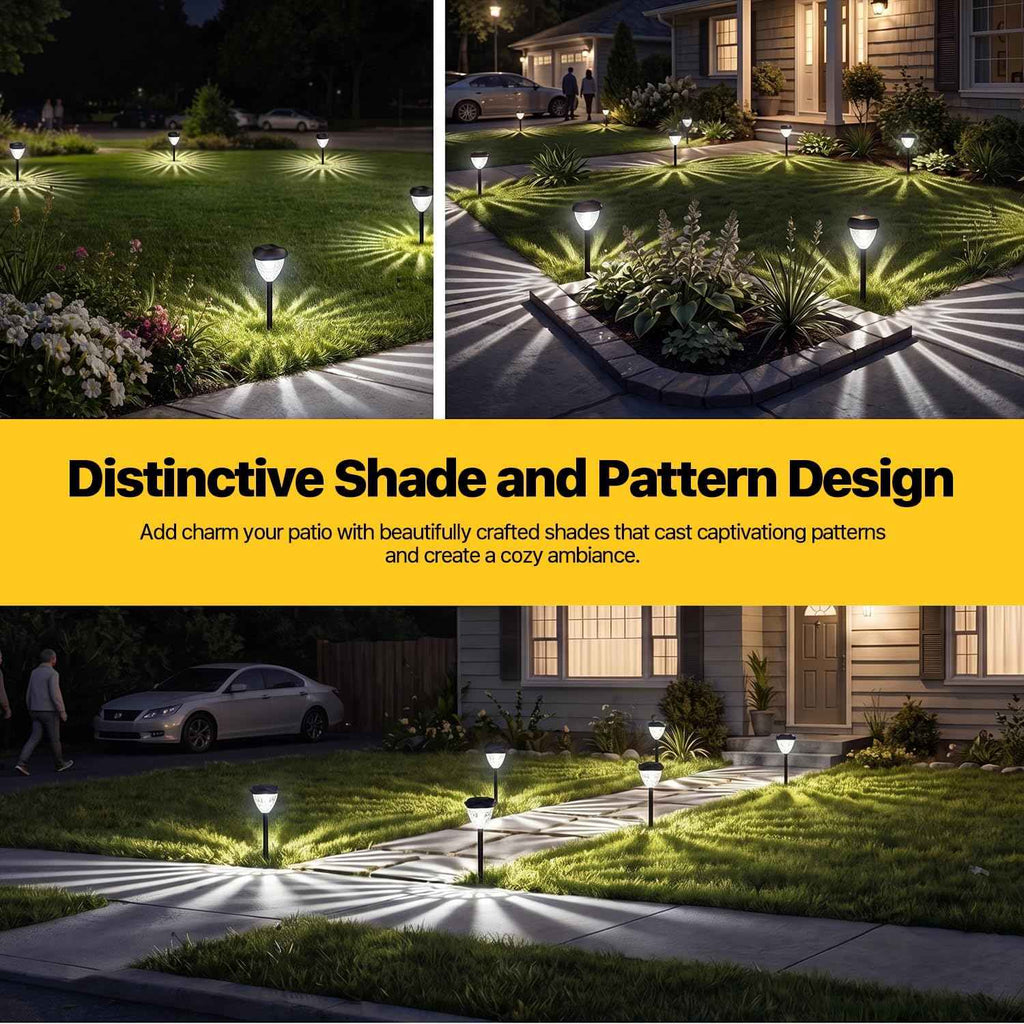 Ensenior Solar Pathway Lights Outdoor 8 Pack, 6500K LED Garden Yard Lights | IP65 waterproof landscape lighting, tool-free auto ON/OFF, yard, patio, walkway & planter, 14.17" height