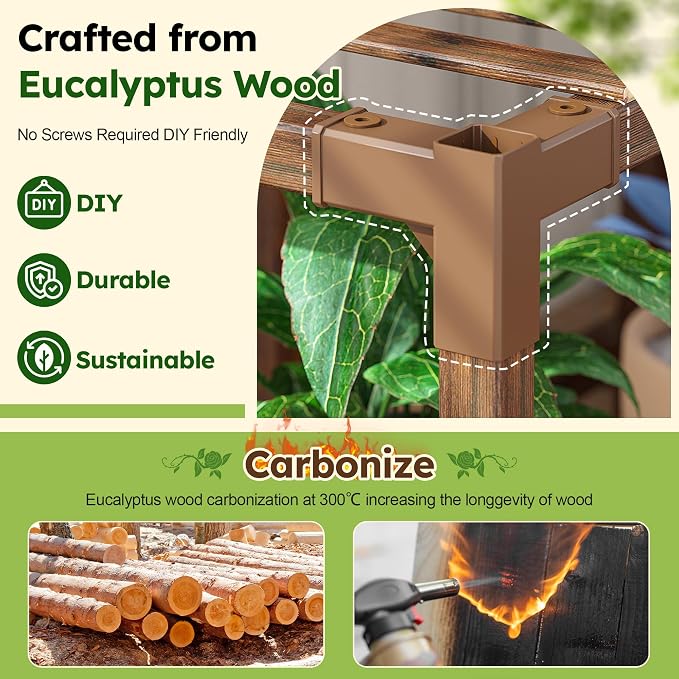EnHomee Plant Stand Indoor Large Plant Stand Outdoor 5 Tiers Wood Tiered Plants - Image 7