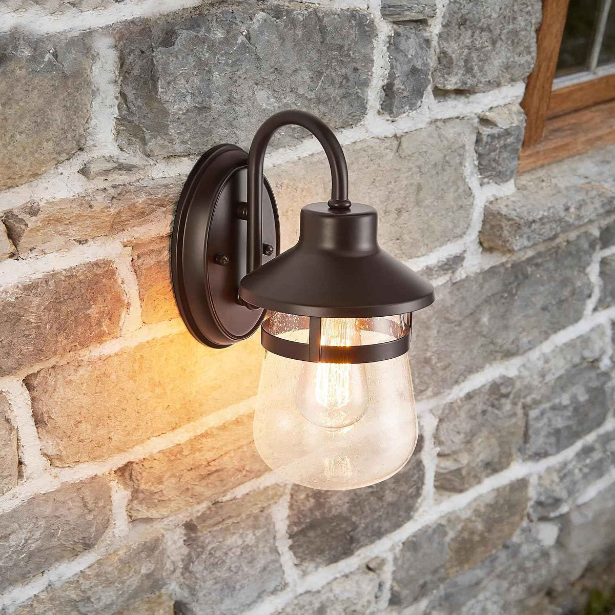 Tarentlight Outdoor Wall Sconce with Clear Seeded Glass Shade,Waterproof Exterior Fixture in Oil Rubbed Bronze Finish,Suit for Wet Locations,Easily Installed in Porch Patio Entryway,Doorway,Corridor