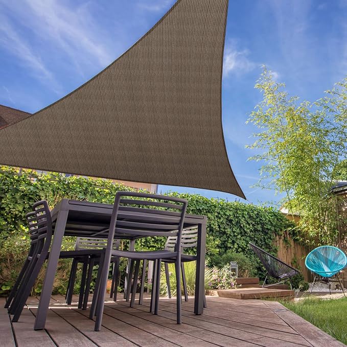 E&K Sunrise 10' x 10' x 10' Sun Shade Sail Triangle Canopy Shade Cover UV Block - Image 7