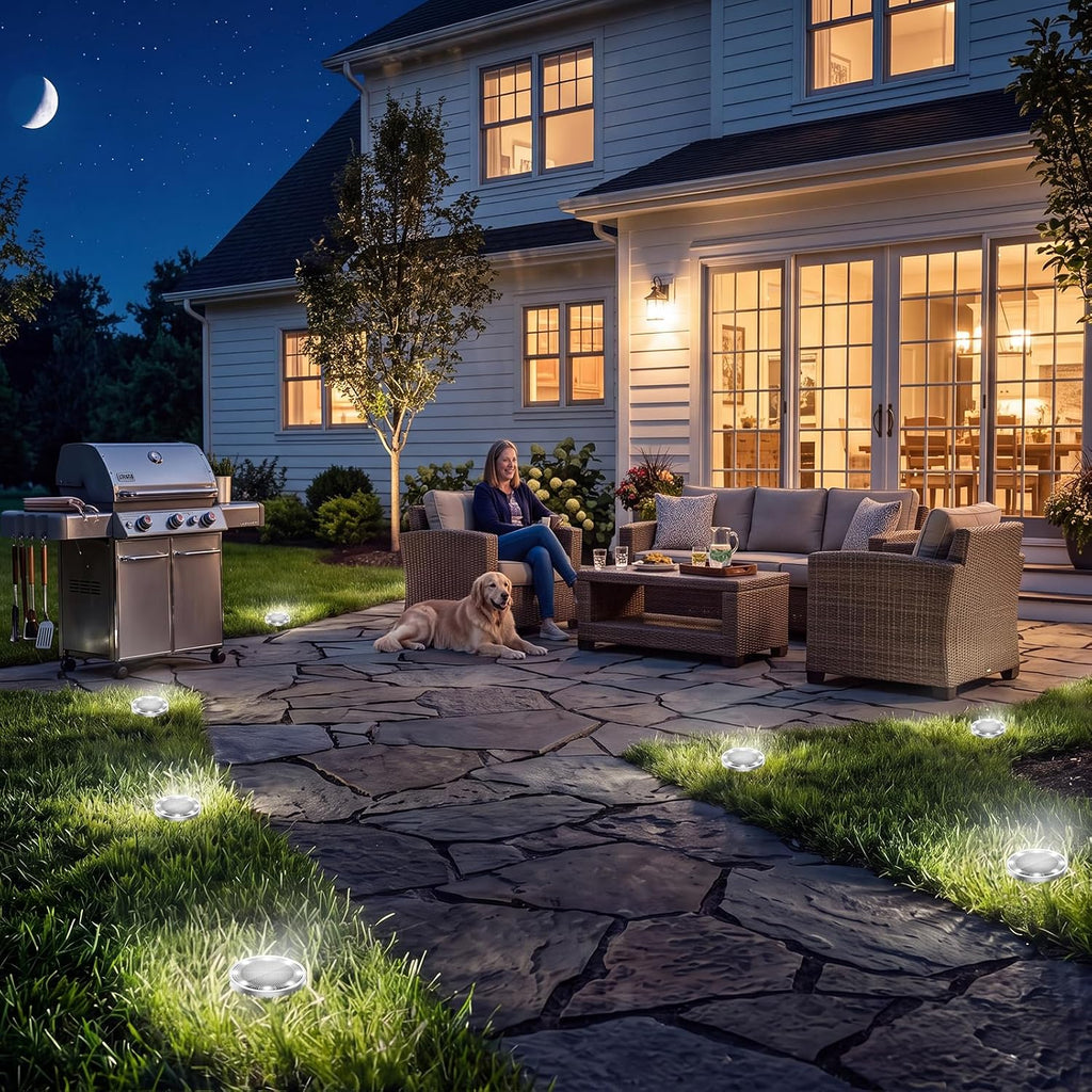 Peasur Solar Lights Outdoor Waterproof, 8 Pack Solar Powered Ground Lights Outdoor, IP68 Waterproof, Anti-Rust, Solar Garden Lights Landscape Lighting for Pathway Yard Lawn Walkway Driveway,Cool White
