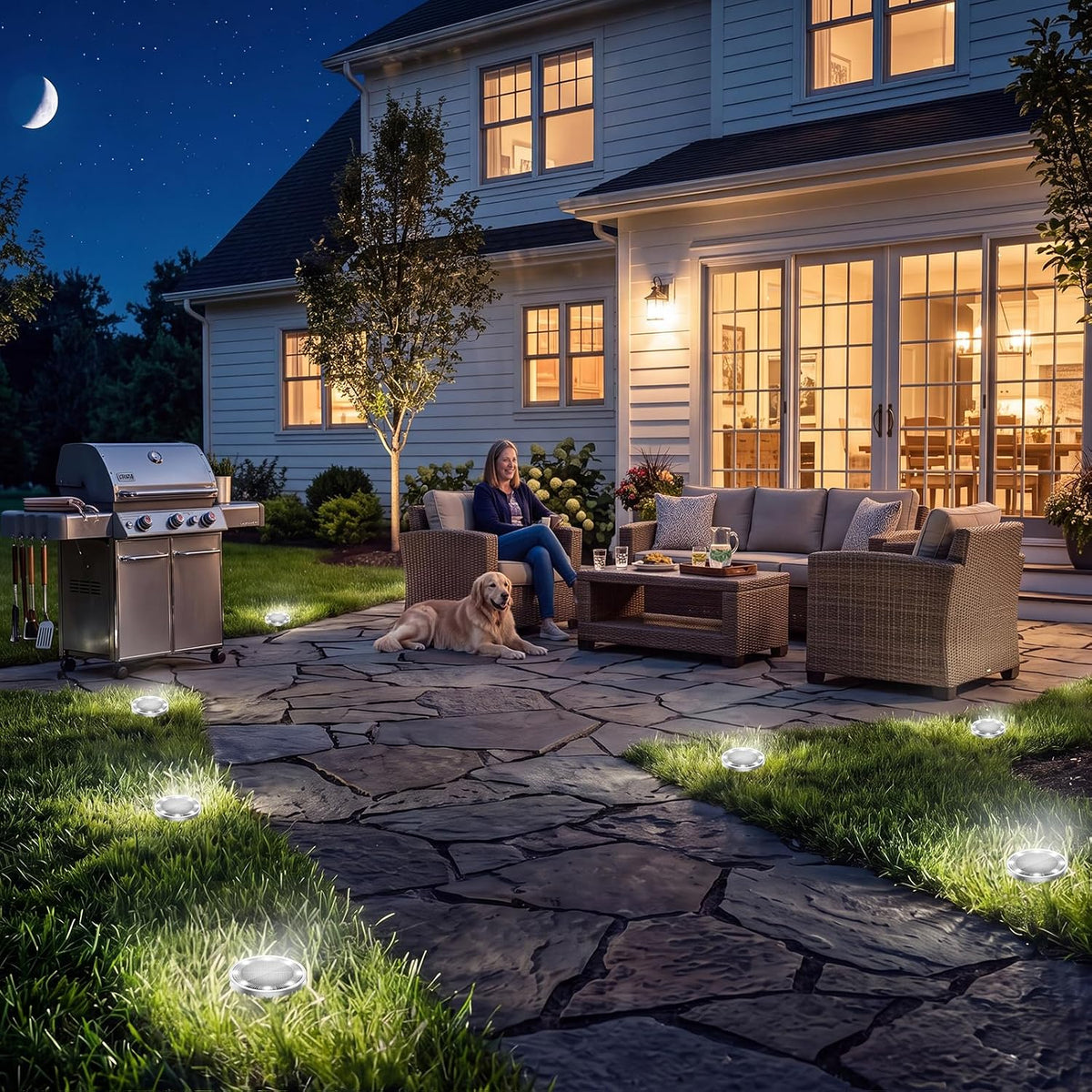 Peasur Solar Lights Outdoor Waterproof, 8 Pack Solar Powered Ground Lights Outdoor, IP68 Waterproof, Anti-Rust, Solar Garden Lights Landscape Lighting for Pathway Yard Lawn Walkway Driveway,Cool White
