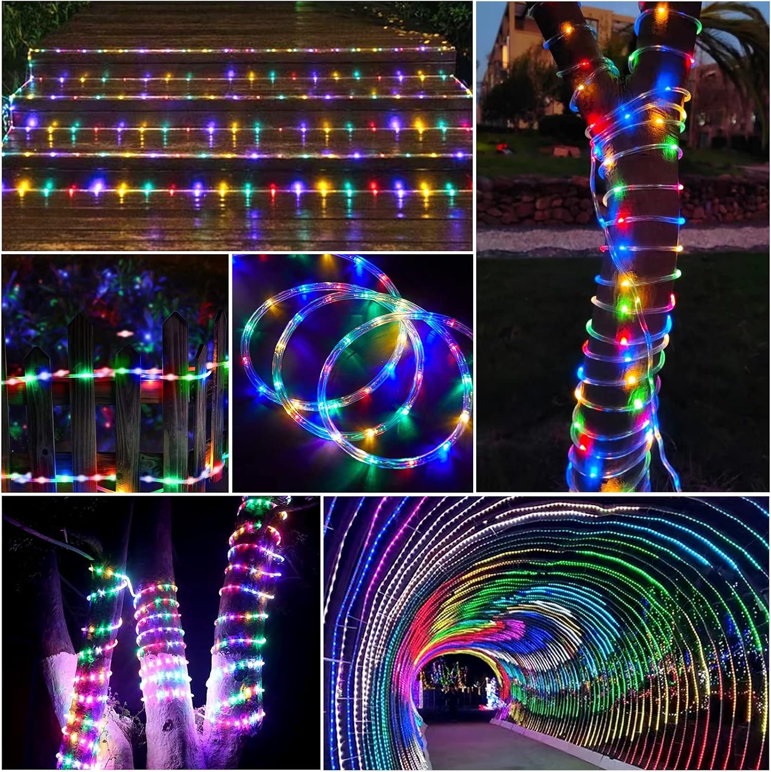 50Ft 375 LED Color Changing Rope Lights Outdoor with Plug & Remote Waterproof 21 Colors String for Bedroom Party Wedding Patio Garden Holiday Decoration