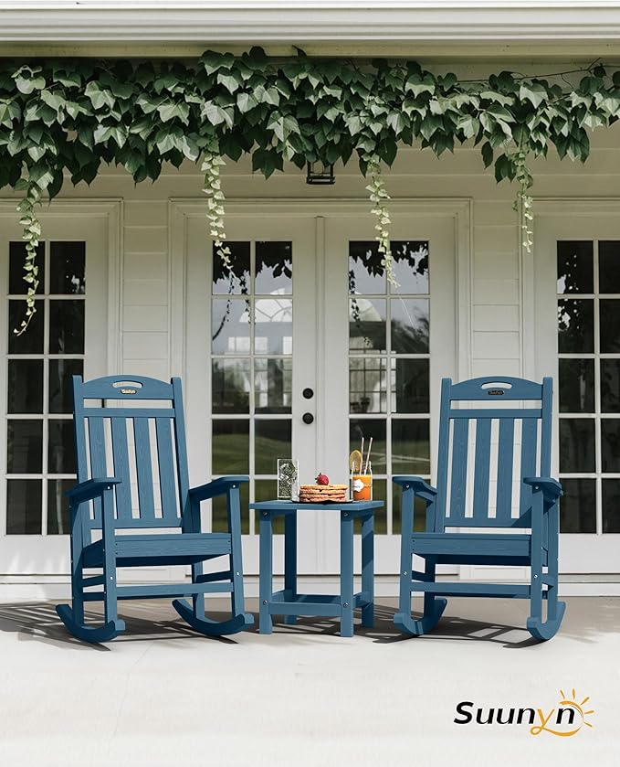 Oversized Rocking Chair Outdoor, High Back Porch Rocker Chair, HDPE All Weather - Image 2