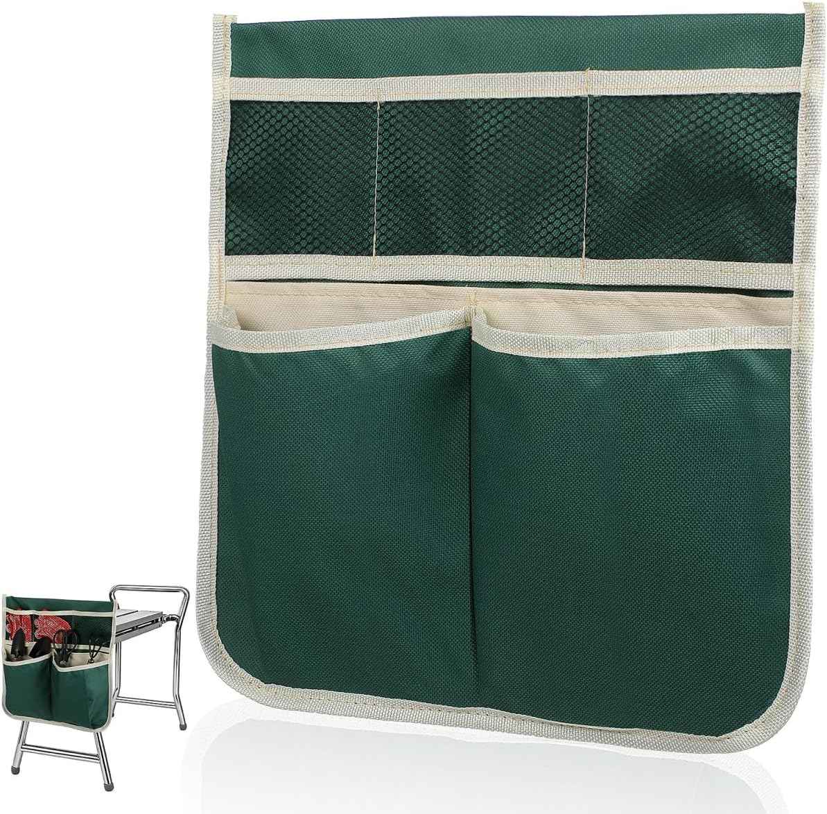 Garden Kneeler Tool Bag Stool, Foldable Garden Tool Bag Portable for Outdoor Gardening (Green)