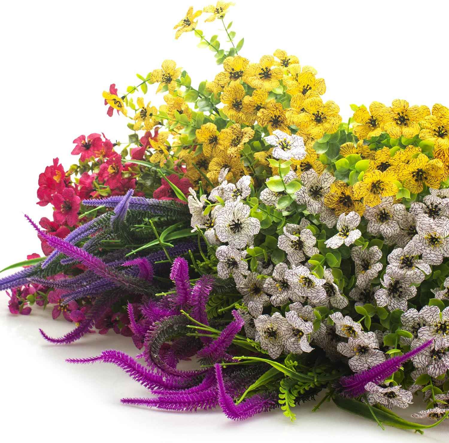 AITISOR 20 Packs Artificial Flowers Outdoor UV Resistant Fake Plants for Garden Patio Decor - Realistic Greenery for Hanging Planter Porch Window Home Wedding Spring Summer Decor