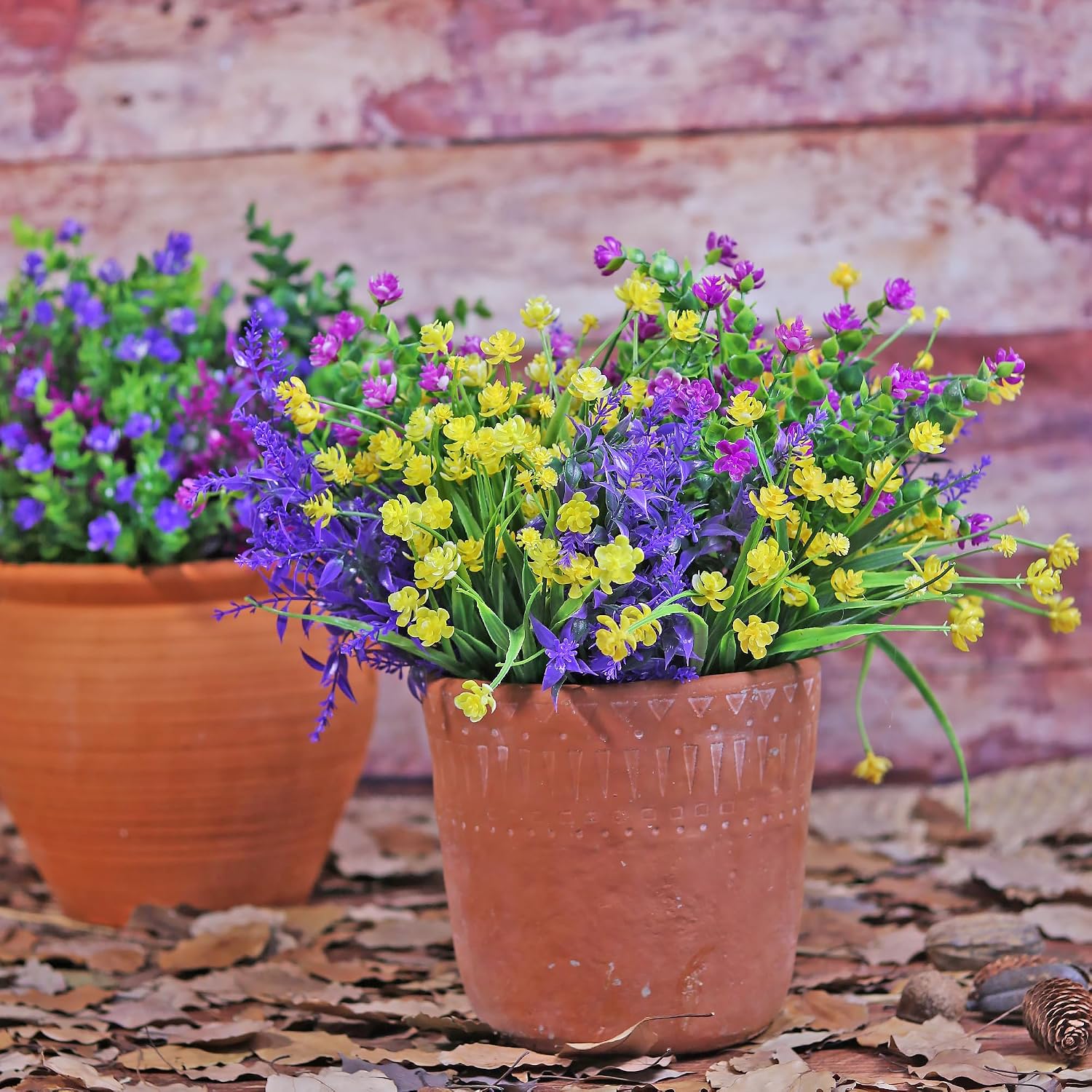 24 Bundles Artificial Fake Flowers Outdoor, UV Resistant No Fade Boxwood Faux Plastic Shrubs Greenery Plants for Garden Patio Porch Window Box Home Indoor Wedding Farmhouse Hanging Planter Décor