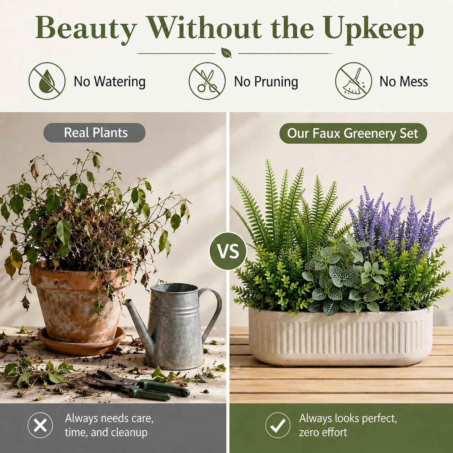 Outdoor Faux Plants UV Resistant - 12 Bouquets Realistic Artificial Eucalyptus Persian Leaf Lavender Greenery for Patio Garden Front Porch Decor Weatherproof Fake Plants for Outside