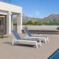 PURPLE LEAF Oversize Chaise Lounge Chair Outdoor 2 Pieces White Aluminum Lounge by PURPLELEAF