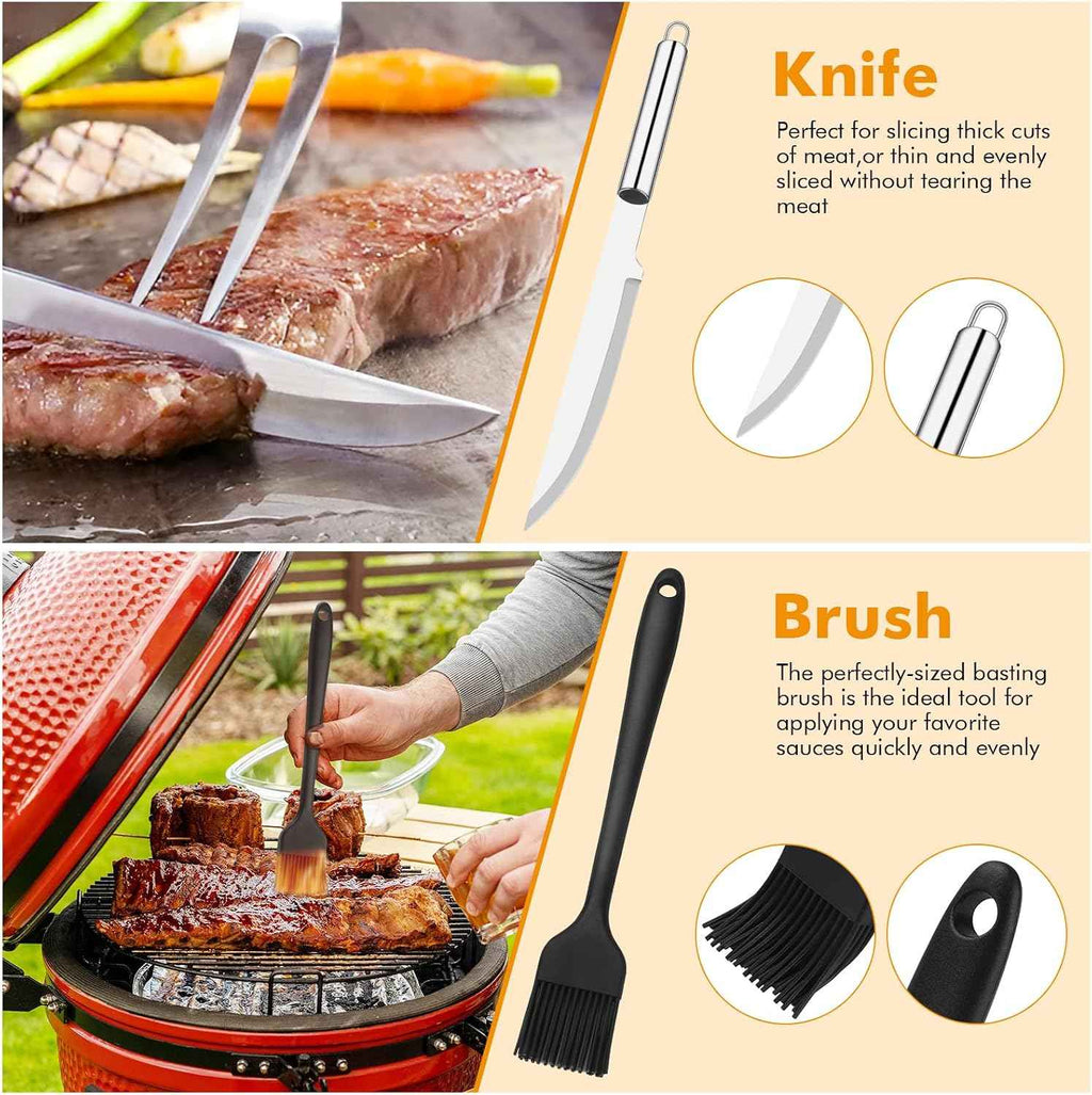 Grill Utensils Set,15 Pcs Stainless Steel BBQ Accessories Set, Portable Professional Grill Tool, Perfect Grill Kit Gift for Outdoor with Bag
