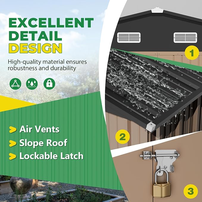Devoko 10 x 8 FT Outdoor Storage Shed, Metal Garden Sheds & Outdoor Storage - Image 4