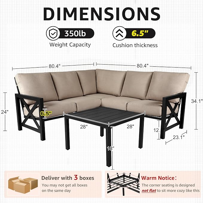 NATURAL EXPRESSIONS 6 Pieces Patio Furniture Sets, Outdoor Furniture Sets Metal - Image 5