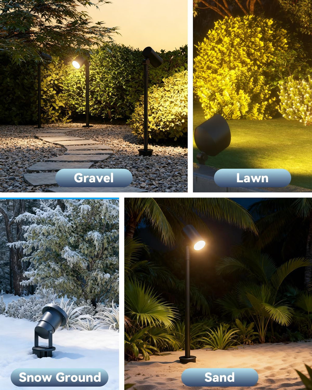 Landscape Light Stakes Replacement 1/2 NPT Female Thread 4-Pack | Corrosion-Resistant ABS Landscape Lighting Stakes, Ground Stake for 12V Low Voltage Pathway Lights, Spotlights, Flood Lights