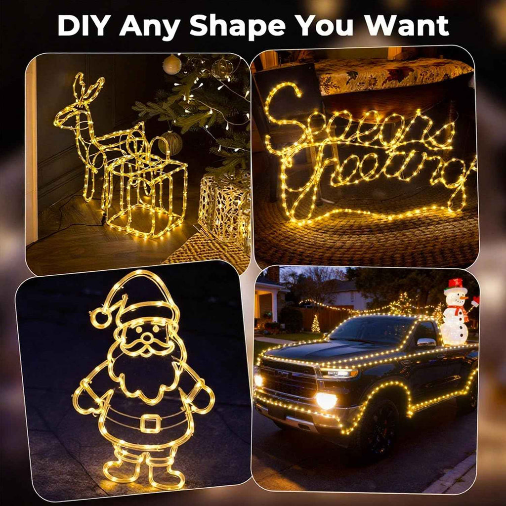 100FT 720 LED Rope Lights Outdoor Waterproof with Remote, 8 Modes and 4 Brightness, Rope Lights for Outside, Bedroom, Patio, Garden, Christmas Lights Indoor Outdoor Decoration (Warm White)