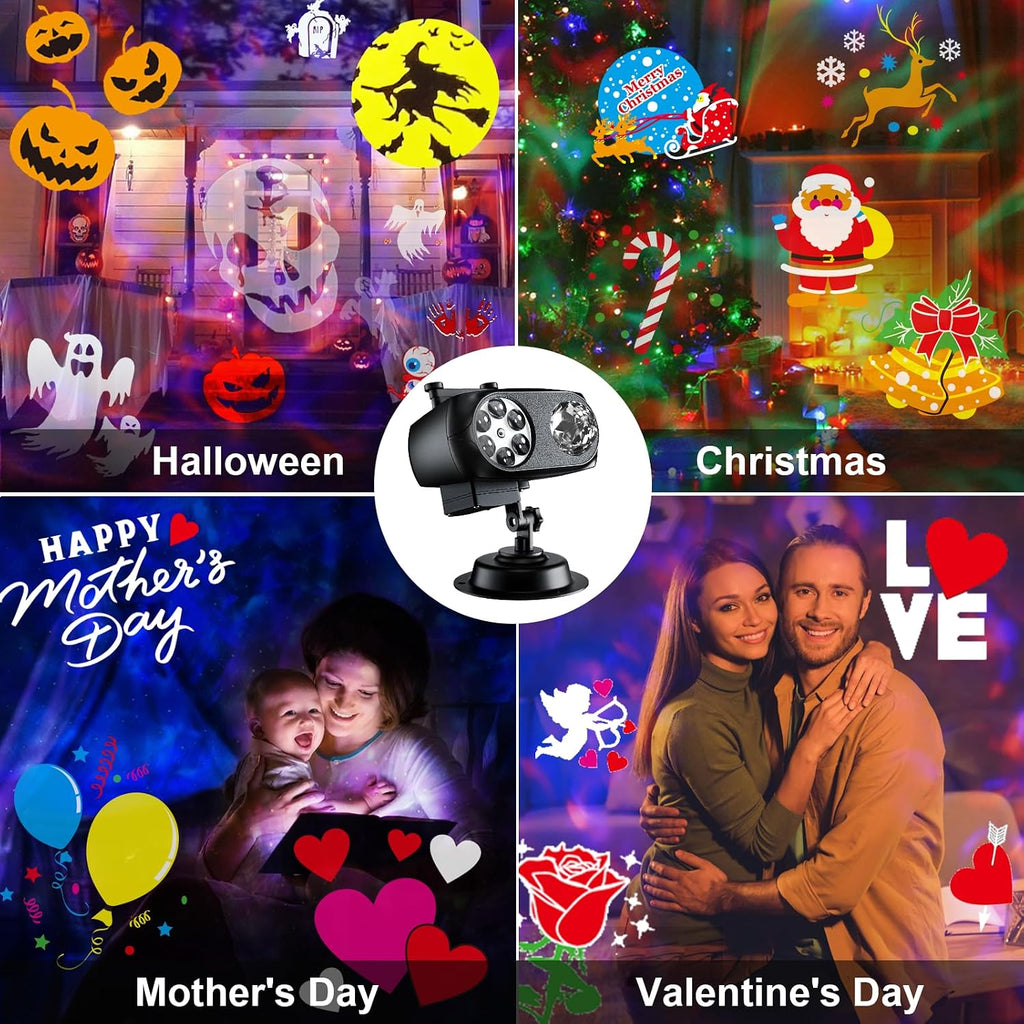 2026 Upgraded Halloween Projector, 8 Patterns (Ocean Wave & Patterns),8 Theme Waterproof Holiday Projector with Remote for Halloween,Christmas,Happy New Year
