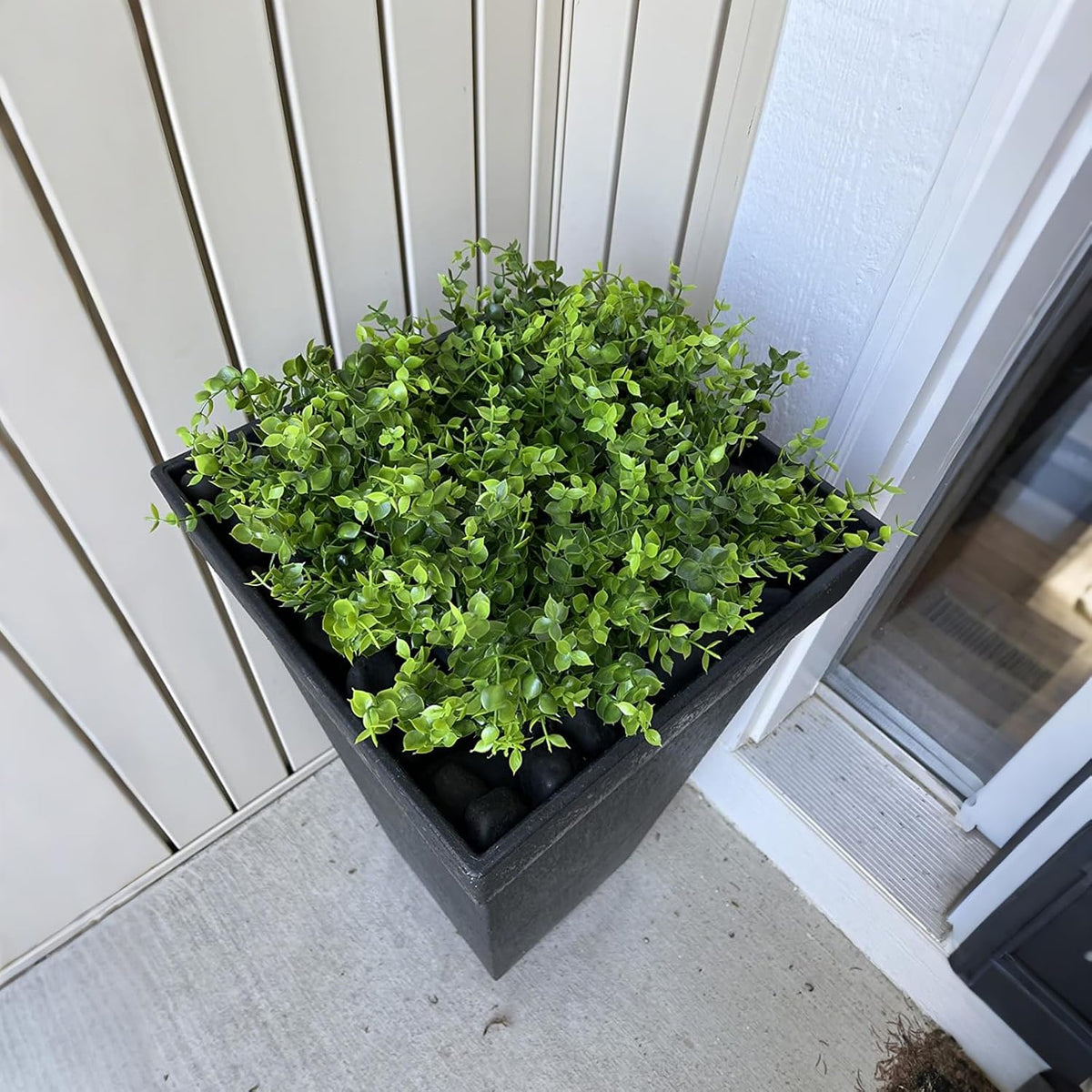 8 Bundles UV Resistant & Non-Fading Artificial Boxwood Shrubs - Fake Greenery Plants for Outdoor Indoor, Farmhouse, Garden, Porch, Patio, Wedding Decoration