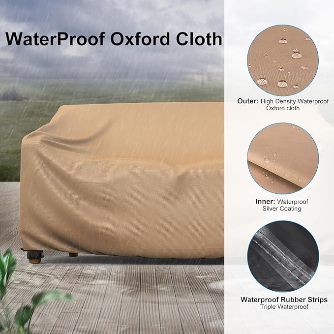 Heavy Duty Patio Sofa Cover, Mrrihand 3-Seater Outdoor Sofa Loveseat Cover - Image 4
