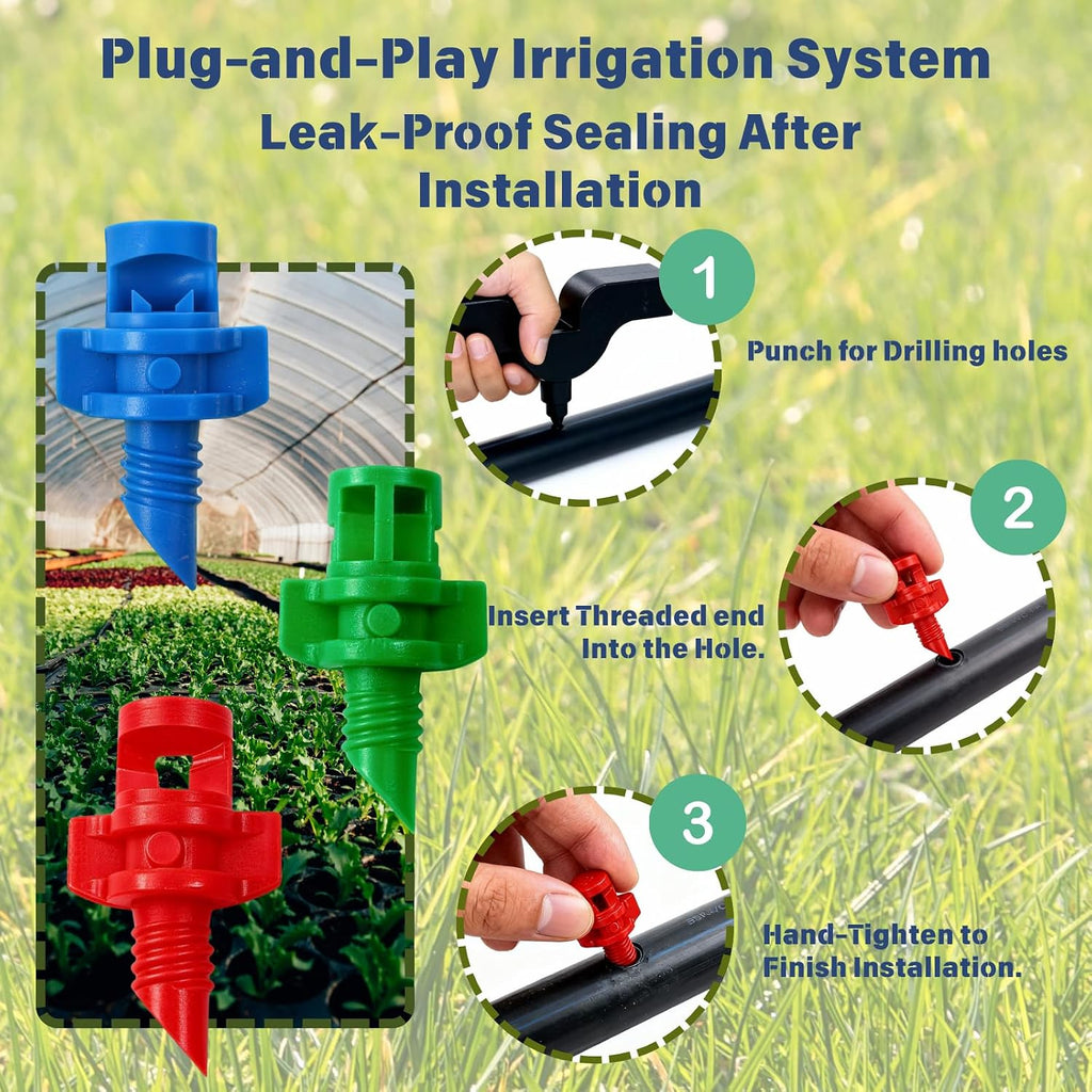150-Piece Refraction Mist Sprinkler Heads Kit - 90°/180°/360° Multi-Angle Options | Professional Plant Watering Devices Compatible with Drip Irrigation System for Yard & Lawn