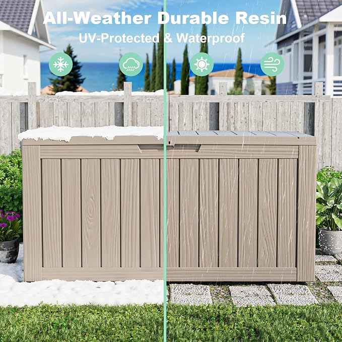 DRATO 80 Gallon Large Deck Box, Outdoor Storage Box