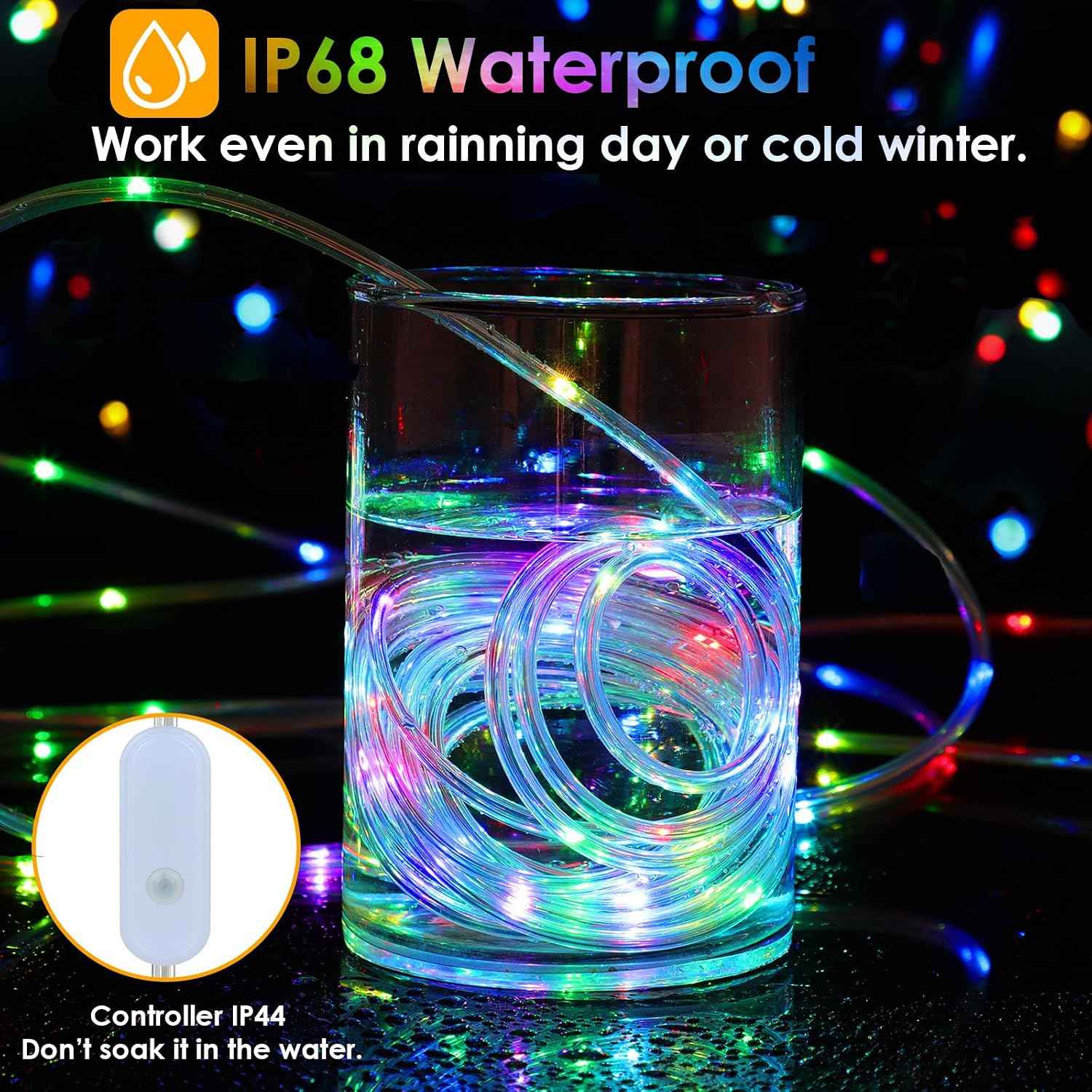 Nazuwke 49Ft LED Rope Lights for Outside, String Lights with Remotes | Waterproof 18 Colors 150 LEDs Colored Fairy Rope Lighting Outdoor Plug in for Bedroom Indoor Party Halloween Christmas