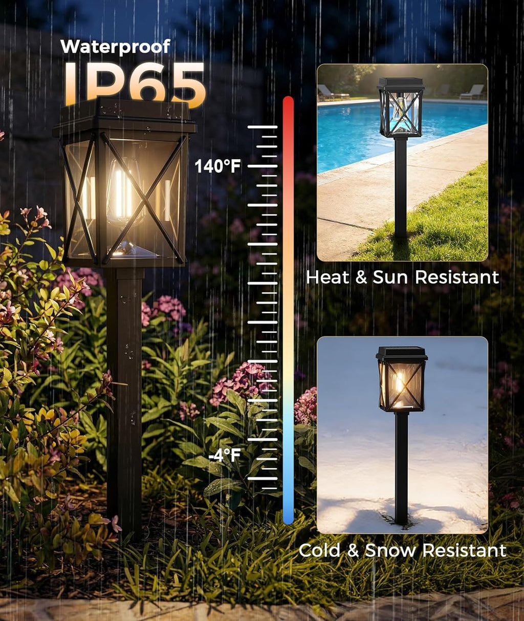 XMCOSY+ Solar Pathway Lights Outdoor, 6 Pack Bright Solar Garden Lights | 3 Color Modes, 20-50LM Custom Brightness, 15H Landscape Lighting, Solar Lights Outdoor Waterproof IP65 for Yard Path Walkway