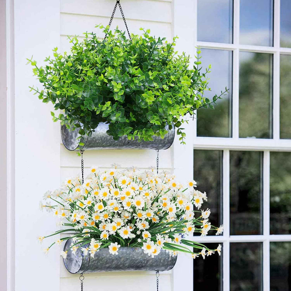 summer flower 10 Pack Artificial Boxwood Stems UV Resistant Faux Greenery Stems Fake Greenery Shrubs for Outdoor Patio Wedding Decor