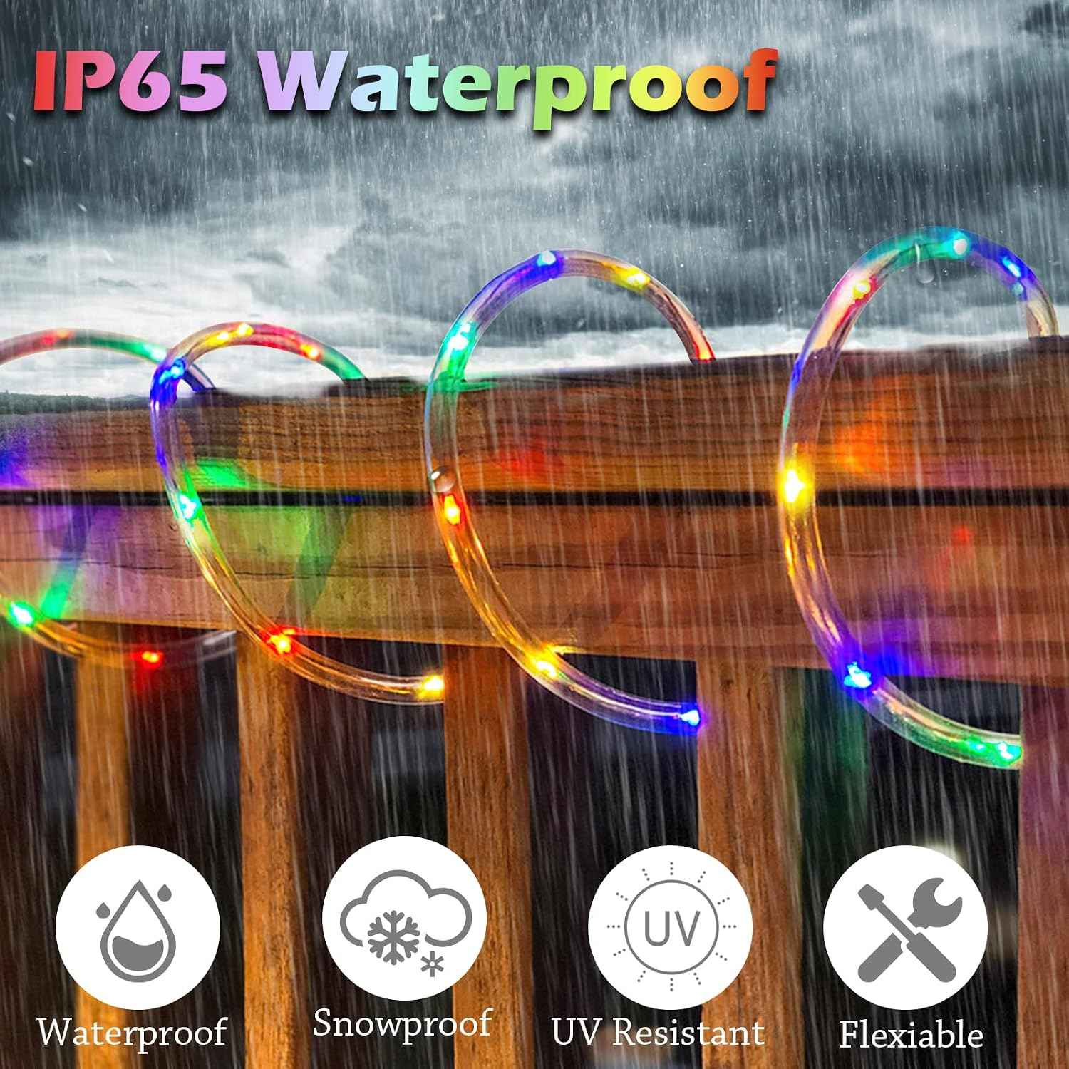 Vigdur Outdoor Rope Lights, 18FT Color Changing Rope Lights with Remote | 216 LEDs, Connectable And Flexible Clear Tube, Ip65 Waterproof, Outdoor Lights for Patios Gardens Parties And Christmas Décor