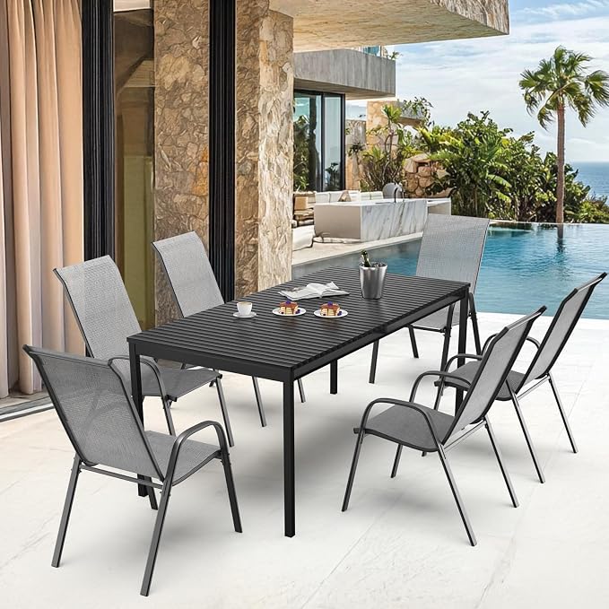 VINGLI Patio Chairs Set of 6 – Stackable Outdoor Dining Chairs - Image 9