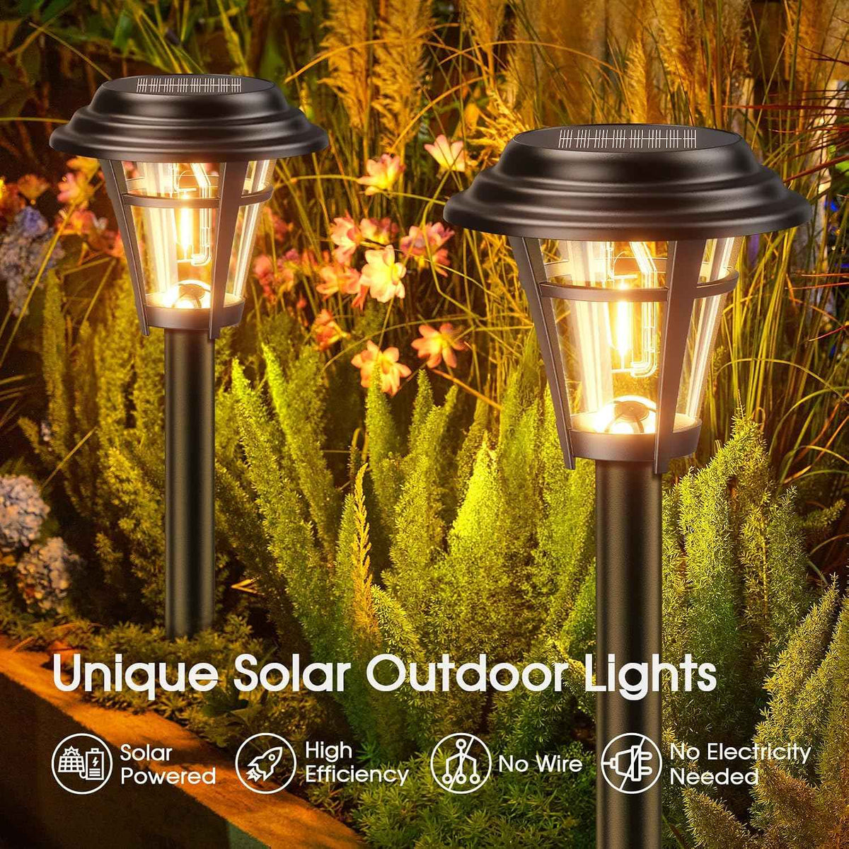 LETMY Solar Pathway Lights Outdoor, 4 Pack Solar Garden Lights Outdoor Waterproof, Auto On/Off Solar Powered Landscape Path Lights, Outdoor Solar Lights for Yard Lawn Patio Walkway Driveway