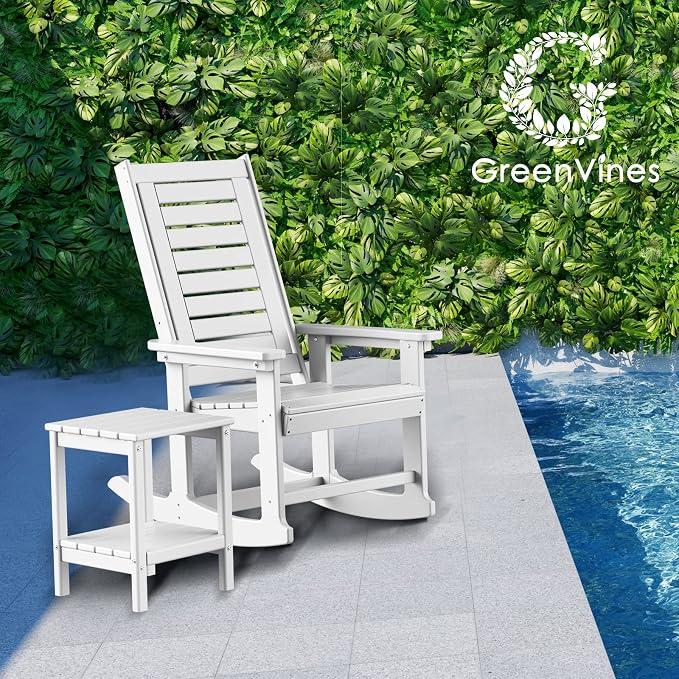 GREENVINES Outdoor Rocking Chairs | Set of 2 | Porch Rocker | HDPE Plastic | - Image 8