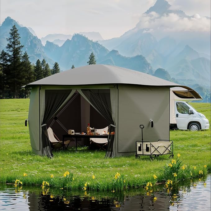 13x13FT 6-Sided Pop Up Gazebo Tent，One-Push Setup Canopy Tent - Image 8