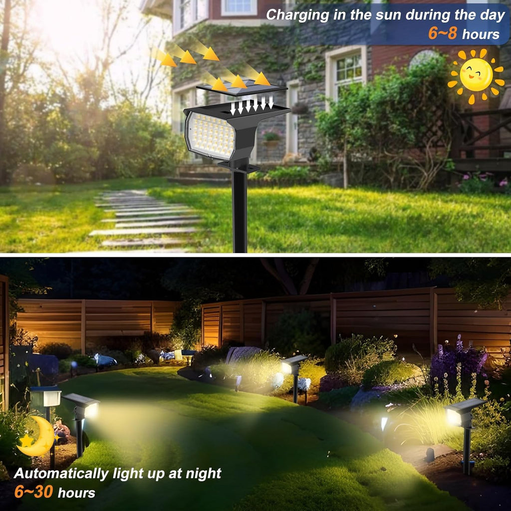 WENATY Solar Spot Lights Outdoor Waterproof Spotlights 12 Pack Warm White | 46LED, 3 Mode, Auto On/Off Landscape Spotlights Solar Powered Flood Lights for Outside Pathway Yard Garden House Walkway Tree