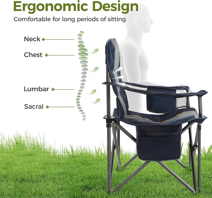 ALPHA CAMP Heavy Duty Camping Chair 500LBS Capacity, Oversized Folding Chair - Image 5