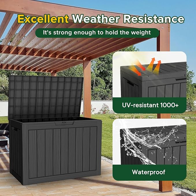 TARKARI 45 Gallon Lockable Resin Deck Box, Waterproof & UV-Resistant Outdoor - Image 4