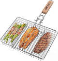 ORDORA Grill Basket Deep, Stainless Steel BBQ Grilling Baskets for Outdoor Grill, Fish Grilling Rack for Veggies, Meat, Shrimps, Grill Accessories with Detachable Handle, Gifts for Dad
