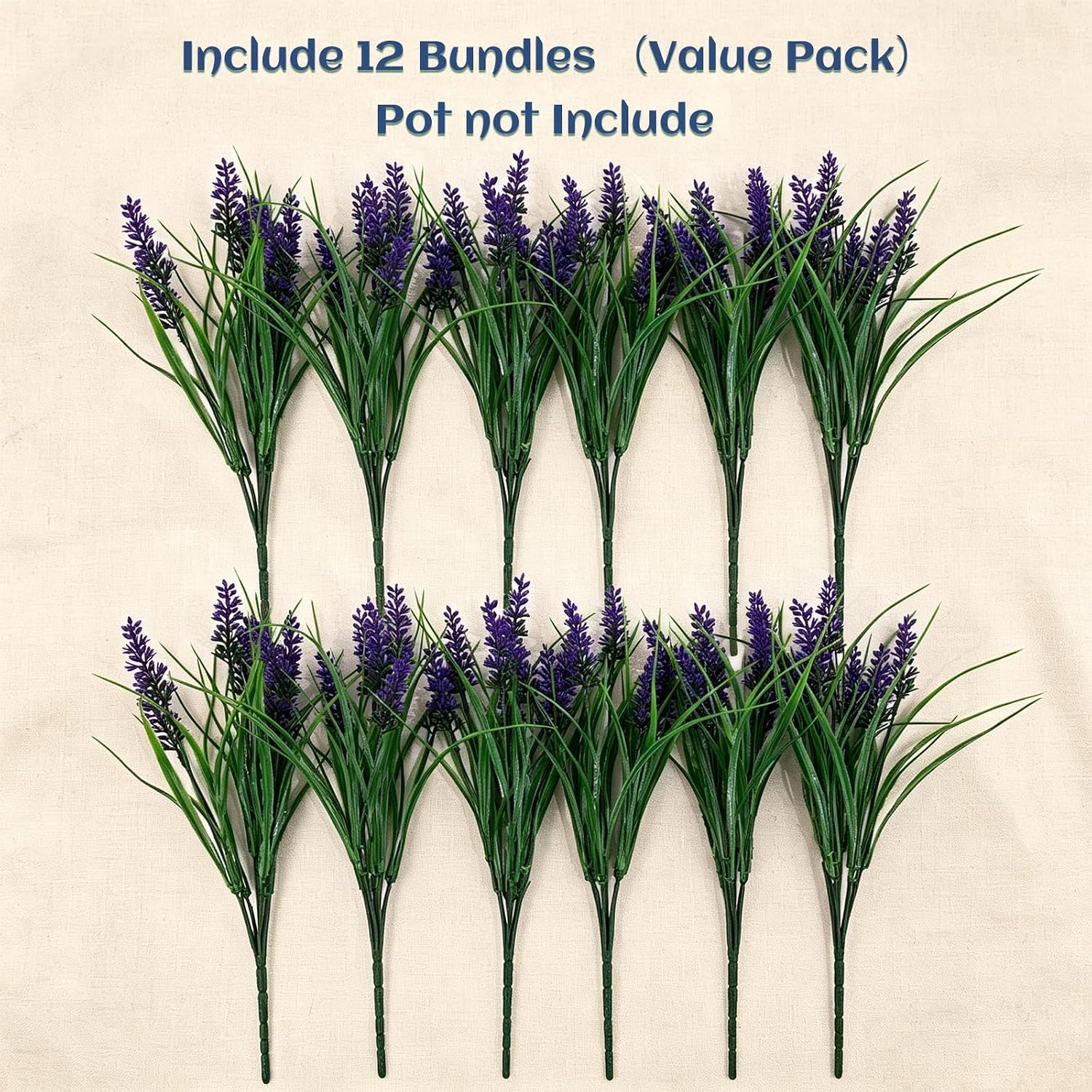 12Pcs Artificial Fake Flowers Monkey Grass for Outdoors, UV Resistant Realistic No Fade Faux Greenery Plants with Purple Flowers for Planter Home Garden Porch Patio Window Box