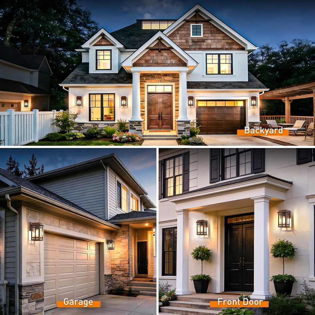 9.76'' Outdoor Wall Light Fixtures 2 Packs, Porch Lights Lantern | Waterproof Exterior Modern Brown Wall Mount Lighting, Anti-Rust E26 Outside Scones for House Front Door Garage, 2 Packs