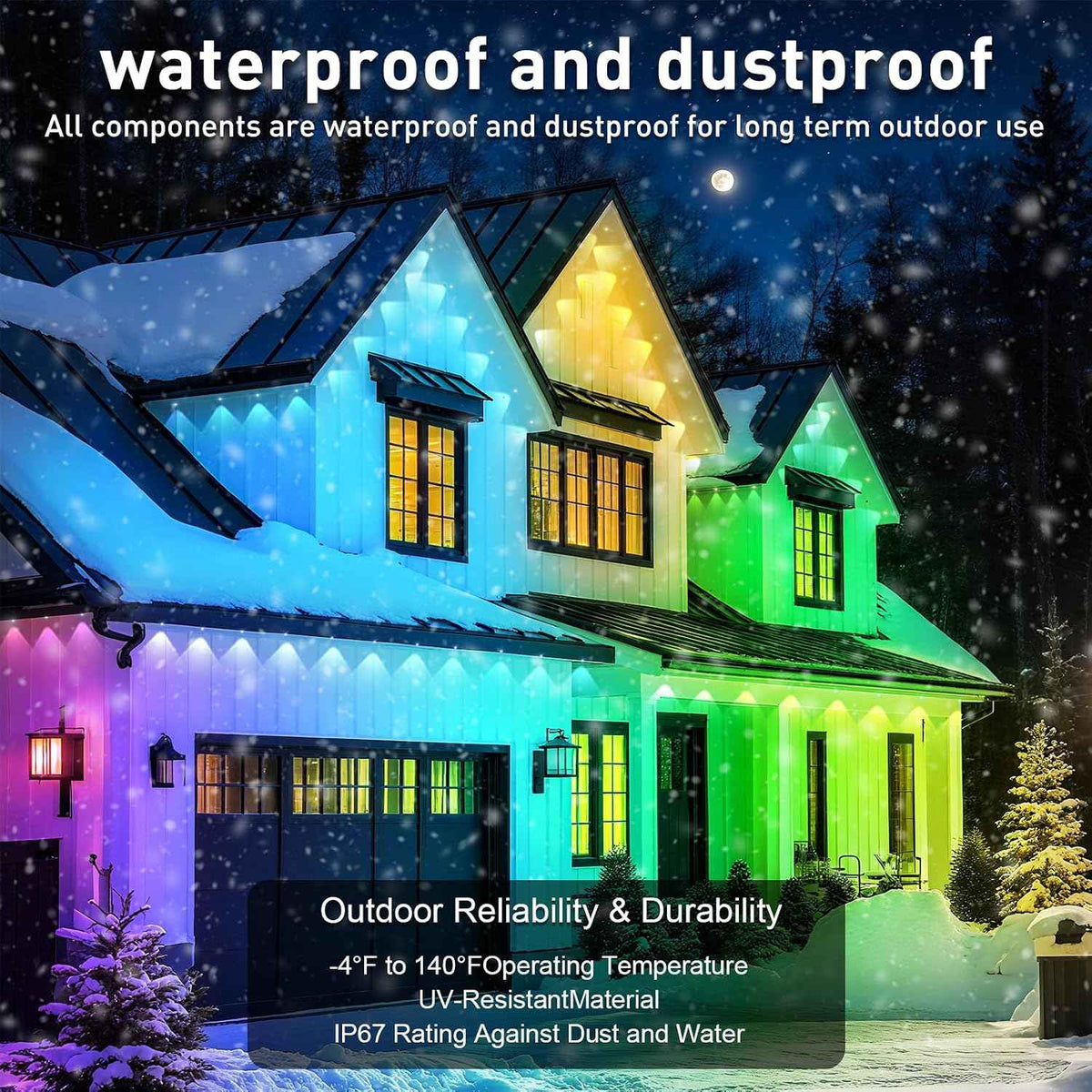 150FT Permanent Outdoor Lights for House | 150 ft Length, Permanent Installation, Outdoor Use, House Lighting