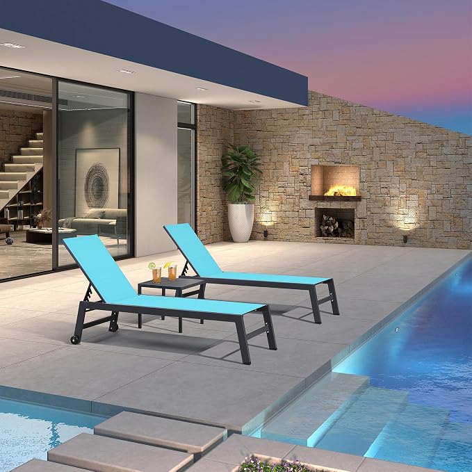 PURPLE LEAF Patio Chaise Lounge Set 4 Pieces Aluminum Outdoor Lounge Chairs - Image 4