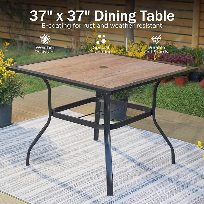 PHI VILLA Outdoor Conversation Furniture Set of 5 piece Patio Dining Set - Image 3
