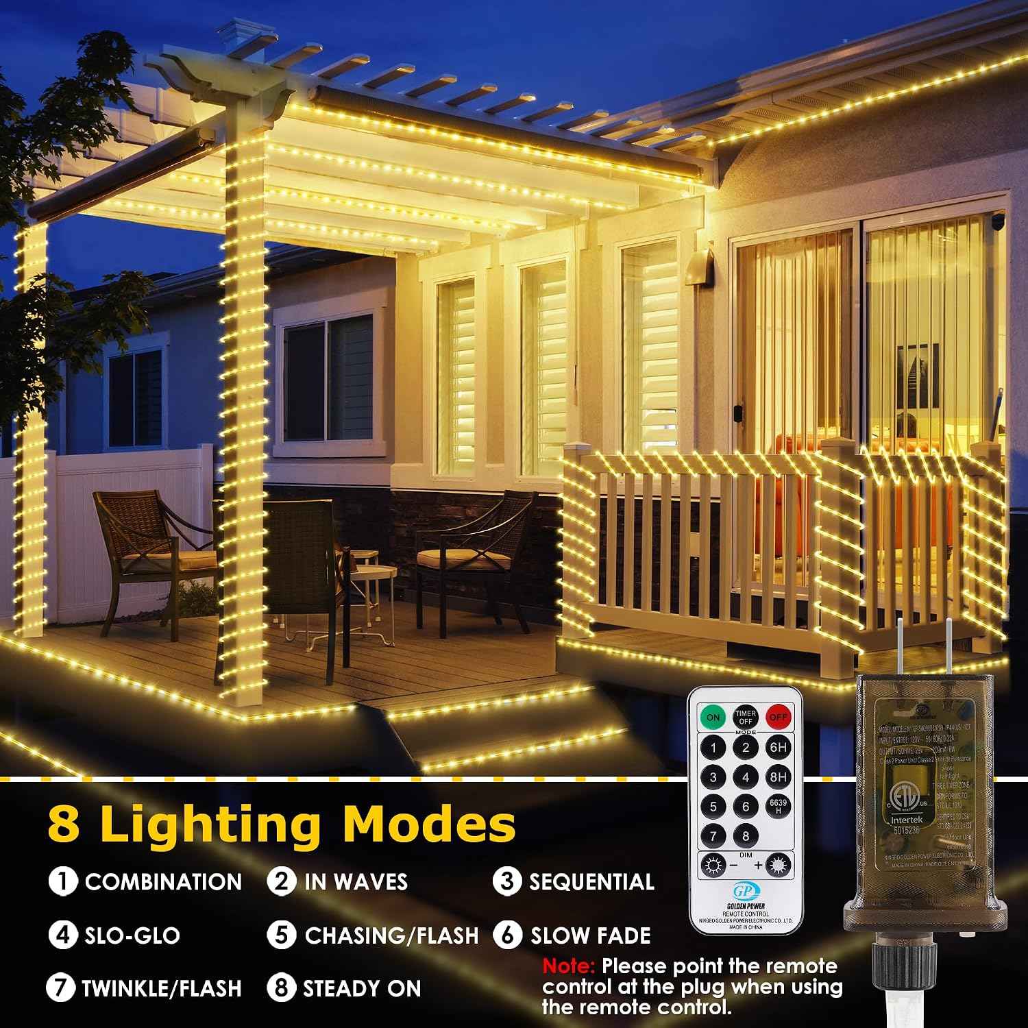 OMIKA Connectable 66FT 800LED Thin Rope Lights Outdoor, 0.21 Inch Diameter, Warm White Fairy Lights Plug in, Outdoor String Light Waterproof Lighting for Deck Patio Yard Garden Pathway Camping Decor