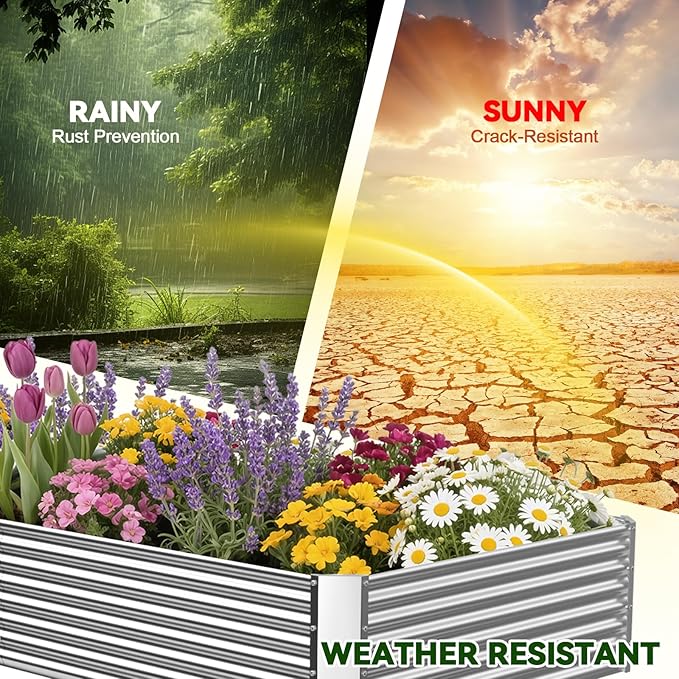 4 Pack Raised Beds for Gardening, Corrugated Galvanized Steel Raised Garden Bed - Image 6