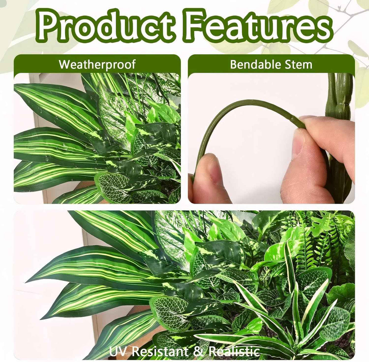 Faux Outdoor Plants, 10 Pcs UV Resistant Artificial Greenery Plants | Realistic Fake Plants, Large Bunches for Outside Patio, Porch, Garden, Window Box, Yard, Spring Summer All Seasons Decor